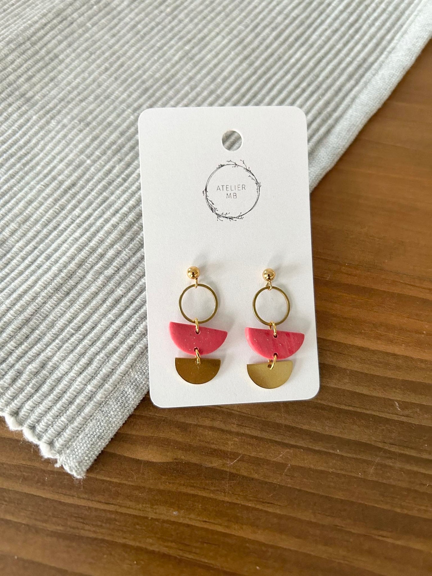 Boucles d'oreilles roses et or A36
