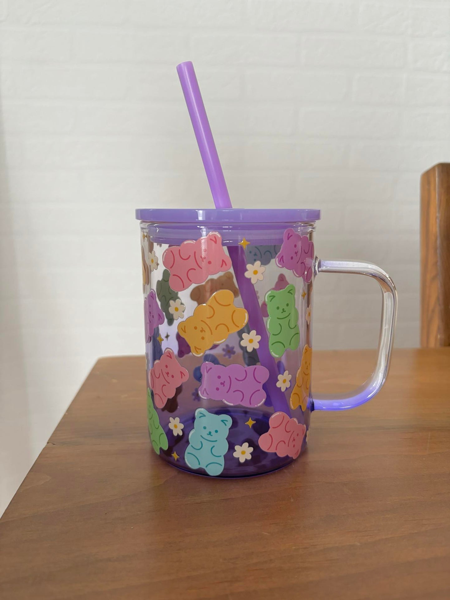 Tasse avec paille et couvercle - Gummies lila