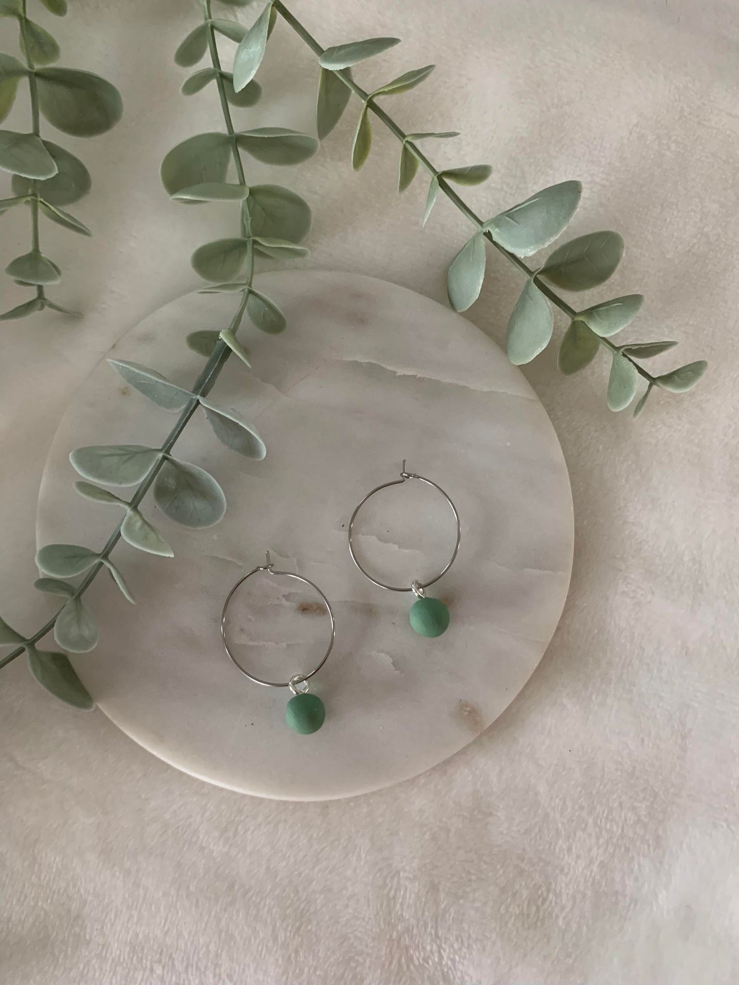 Boucles d'oreilles argent et vert sauge
