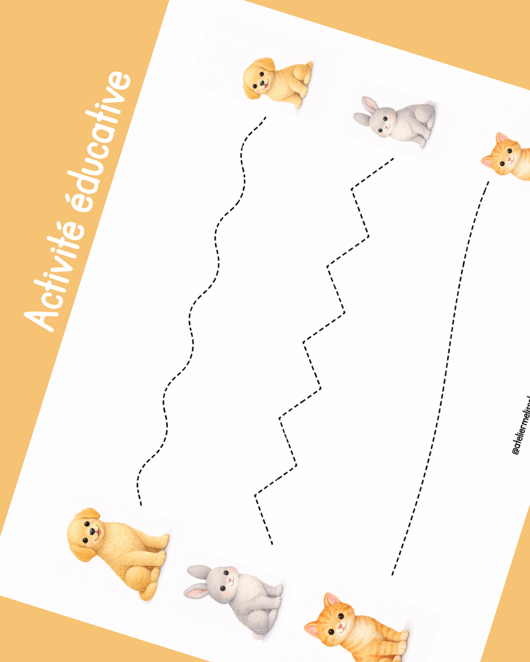I76- Activité éducative - Apprendre à tracer les lignes - Mamans et bébés animaux