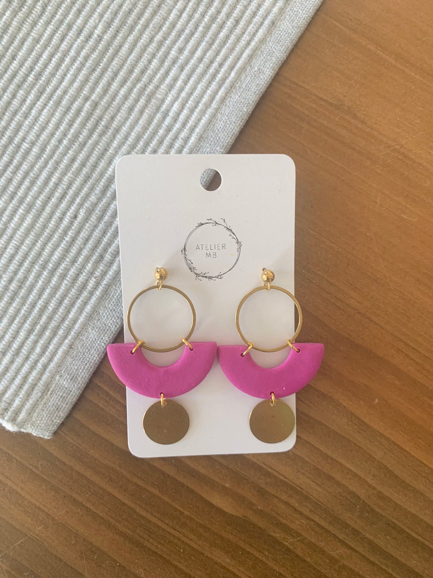 Boucles d'oreilles rose et or