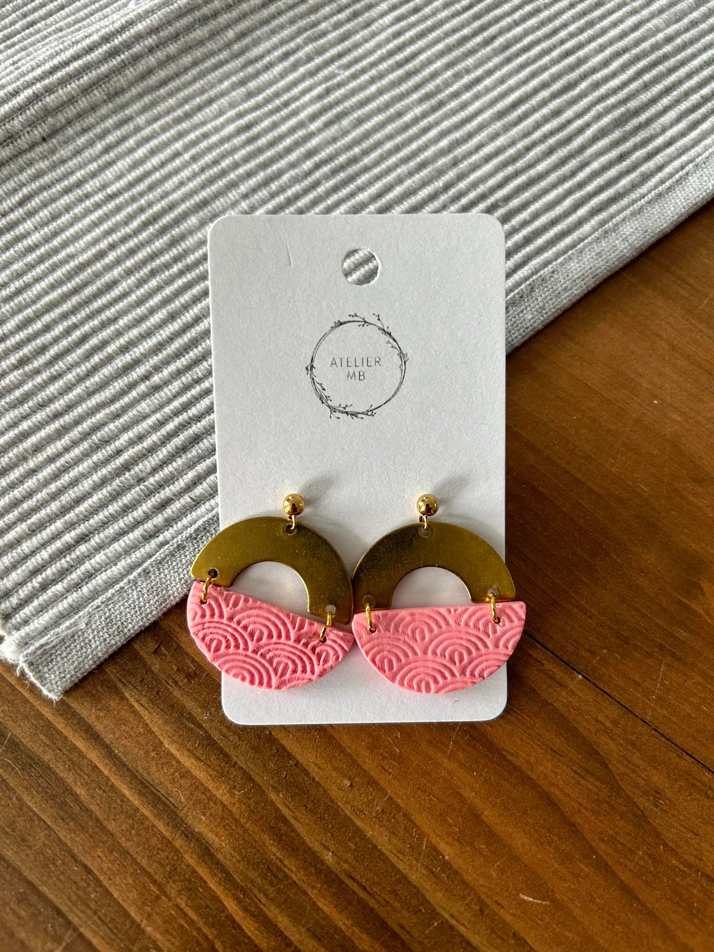 Boucles d'oreilles rose et or A115