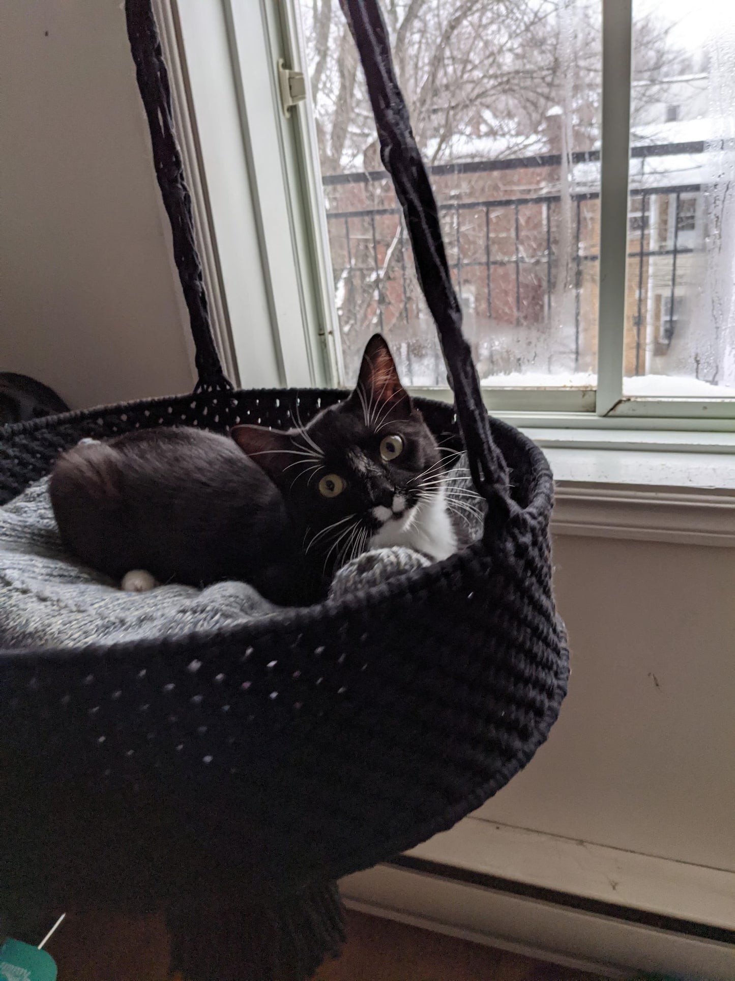 Hamac à chats en macramé