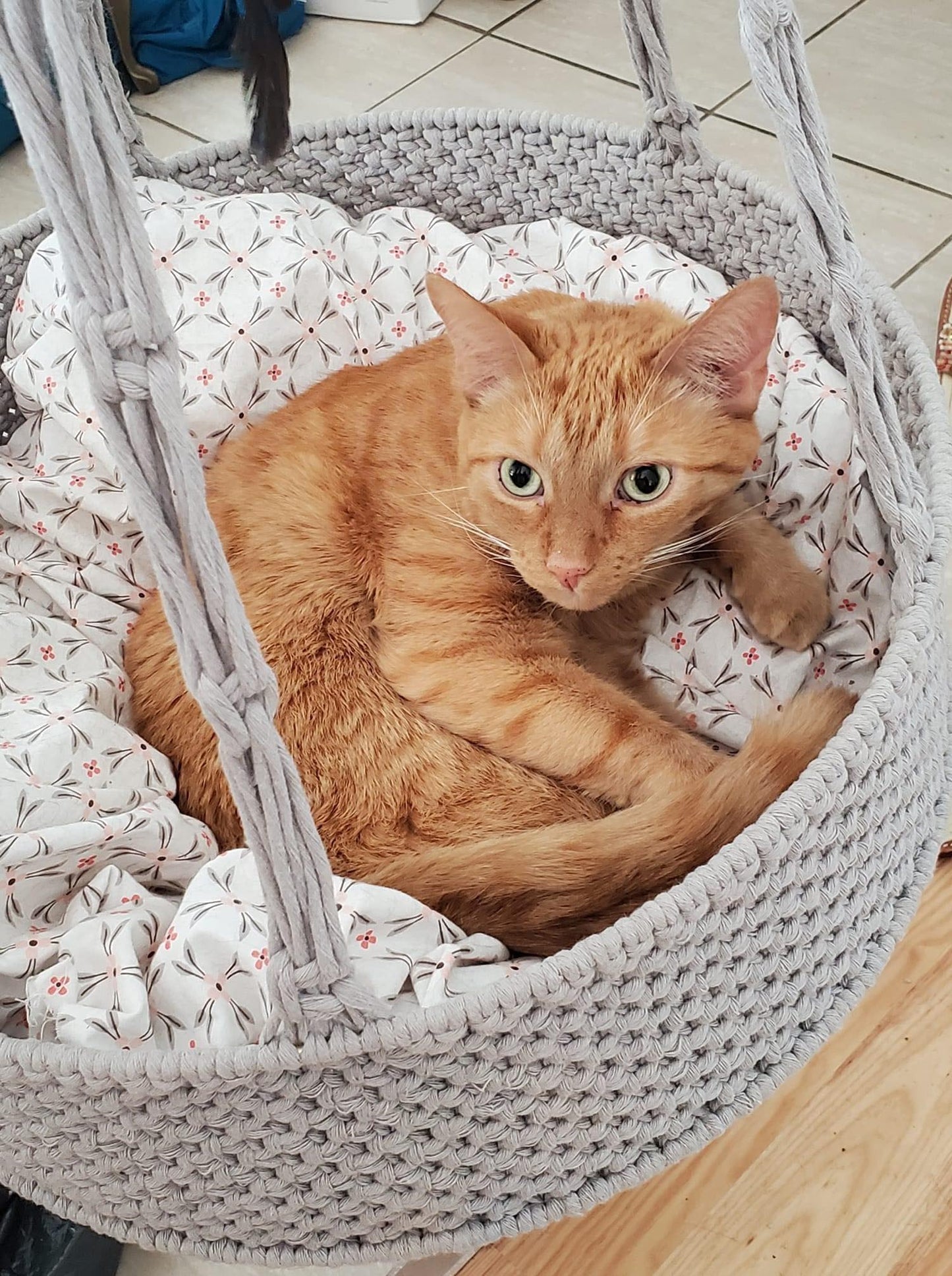 Hamac à chats en macramé