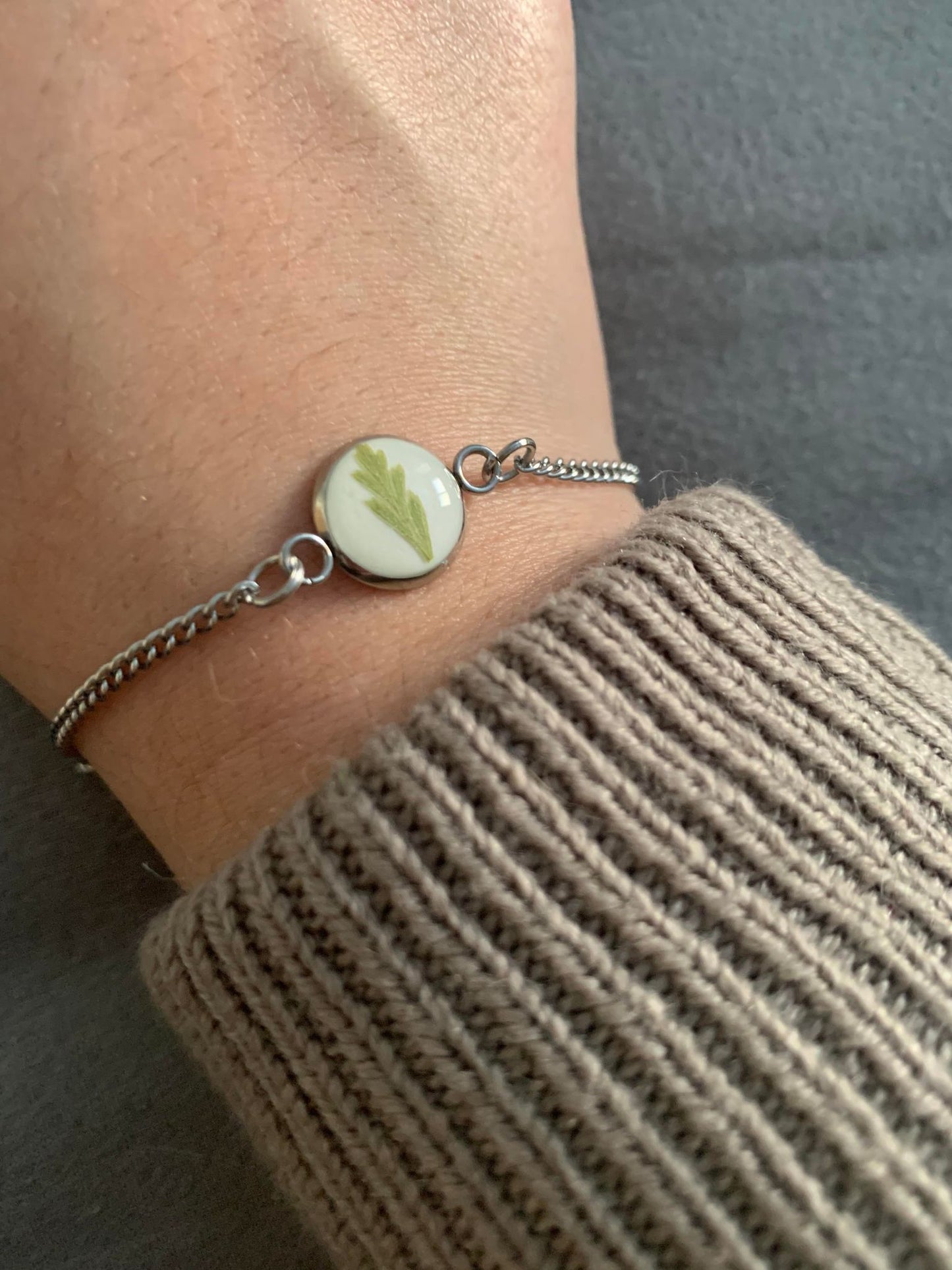 bracelet feuille séché