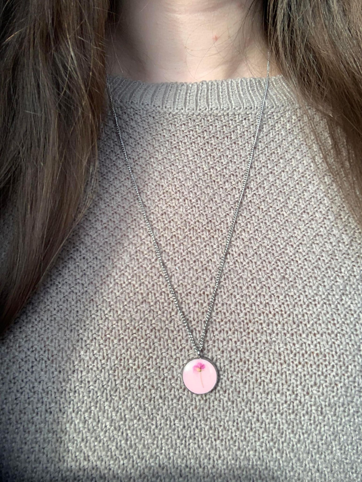 Collier fleur rose
