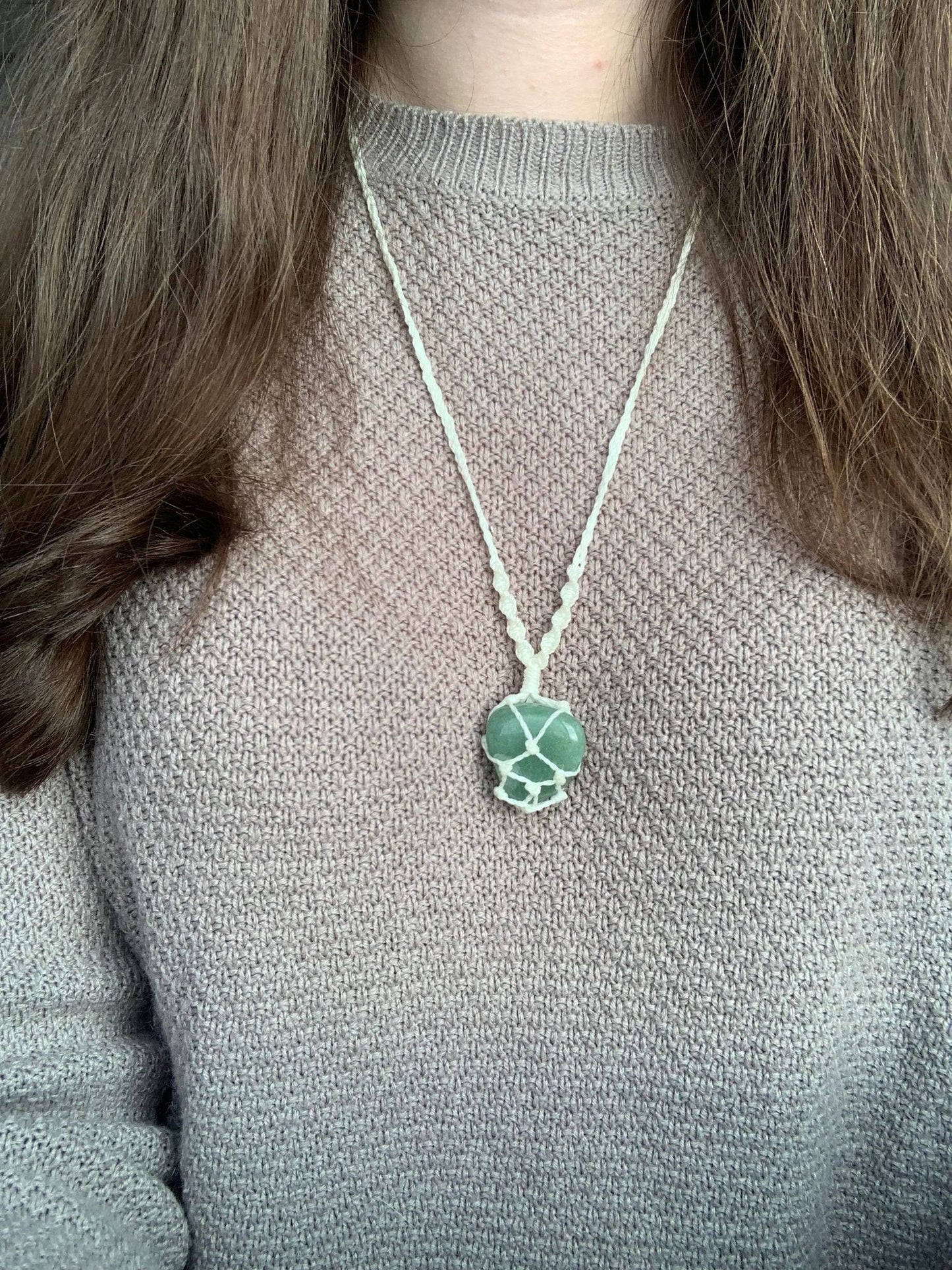 Collier en macramé et aventurine verte