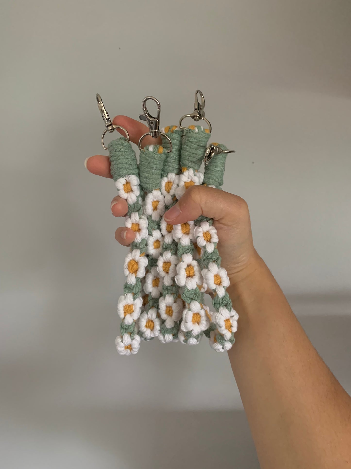 Porte-clé en macramé marguerite