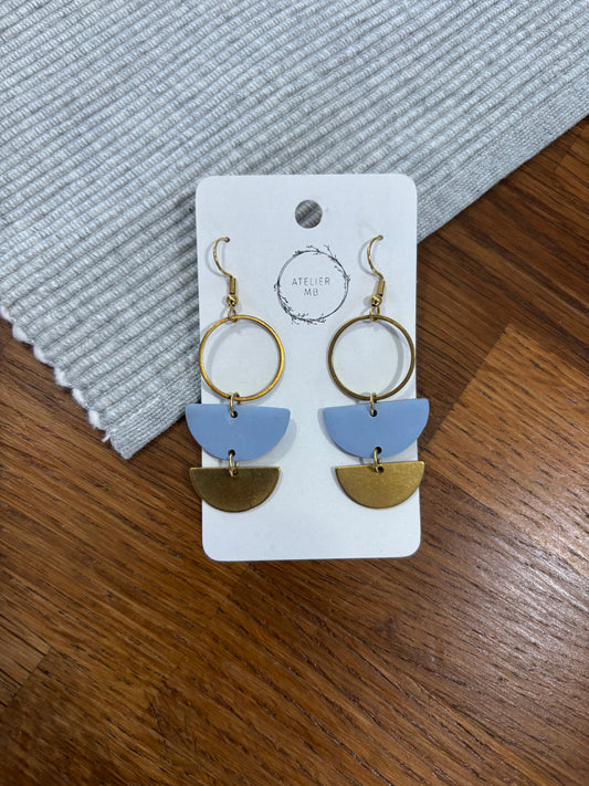 Boucles d'oreilles bleu et or