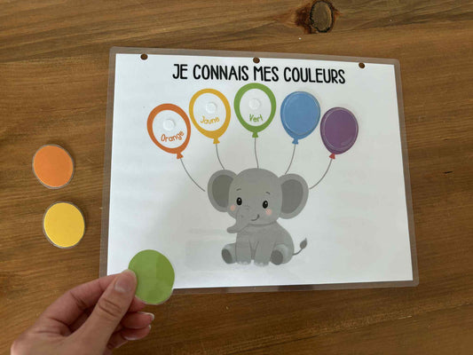 I14 - je connais mes couleurs - éléphant