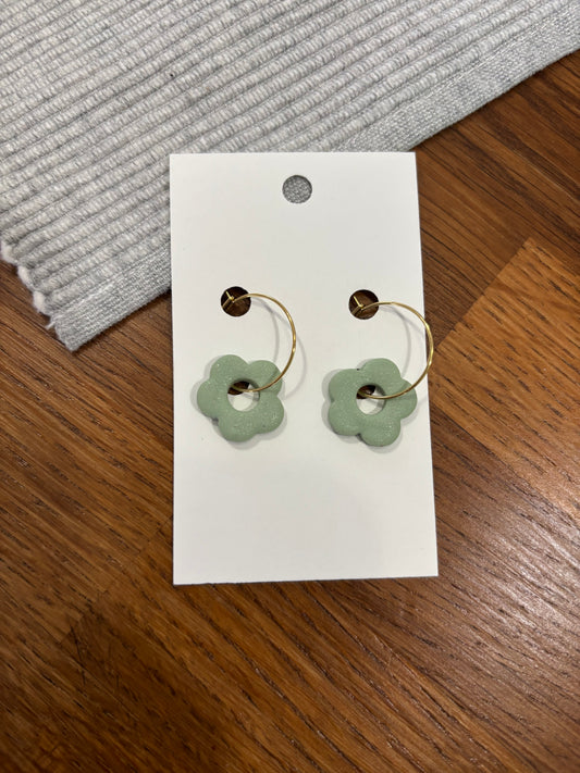 Boucles d'oreilles daisy vert sauge