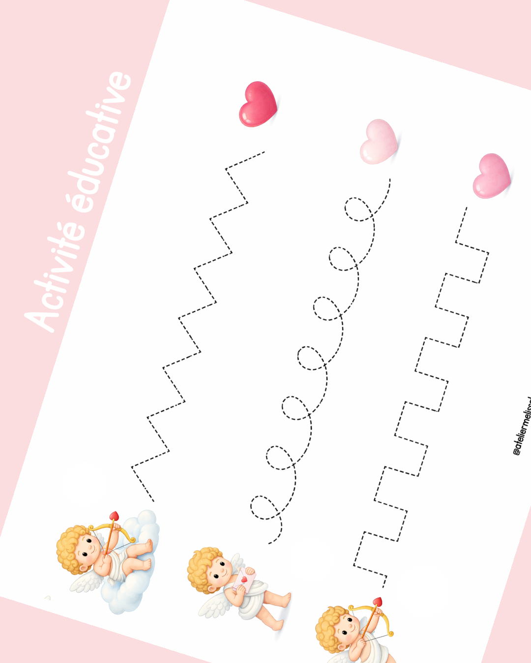 I71- Activité éducative - Apprendre à tracer les lignes - Cupidons
