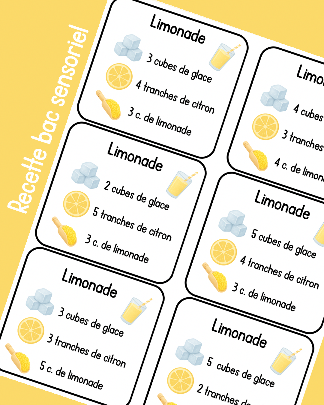 C7 - Carte de recette pour bac sensoriel - Limonade