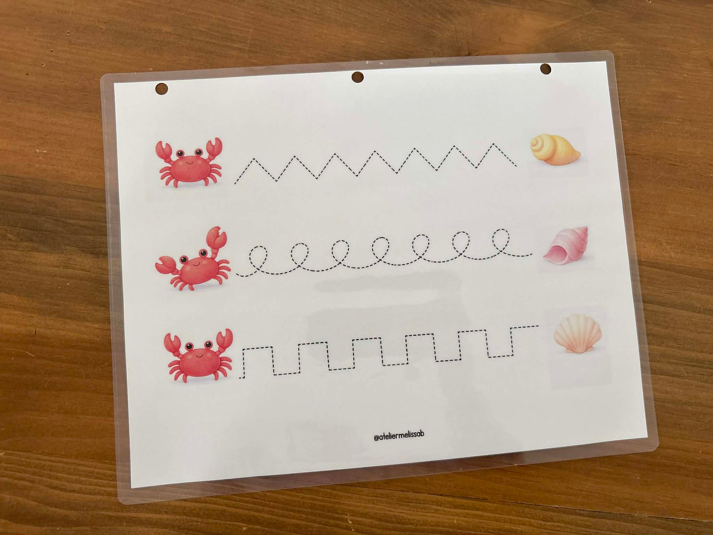 I70- Activité éducative - Apprendre à tracer les lignes - Crabes et coquillages