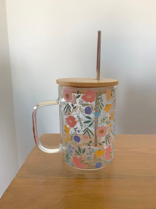 Tasse avec paille et couvercle - Flora