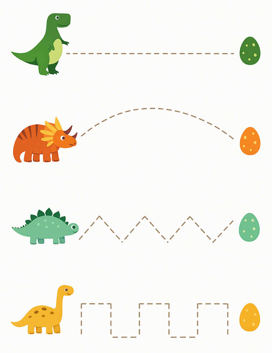A1 - Affiche éducative - Apprendre à tracer les lignes Dino