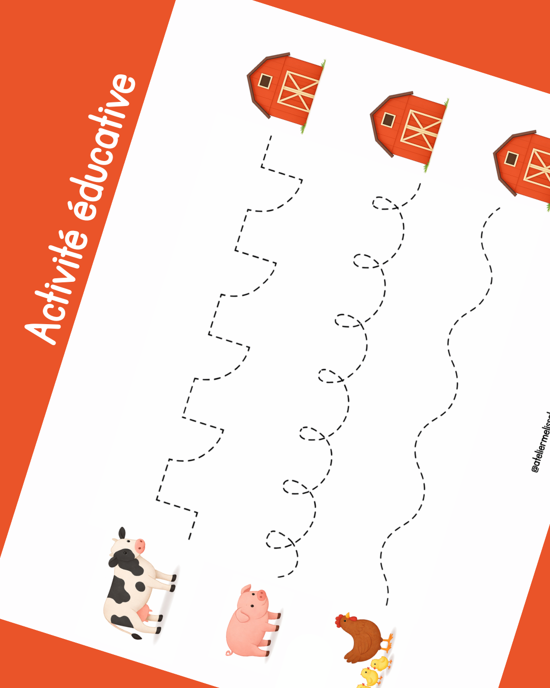 I67 - Activité éducative - Apprendre à tracer les lignes - Ferme