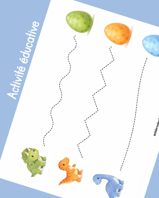 I72- Activité éducative - Apprendre à tracer les lignes - Dinosaures