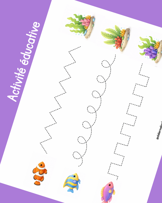 I78- Activité éducative - Apprendre à tracer les lignes - Poissons