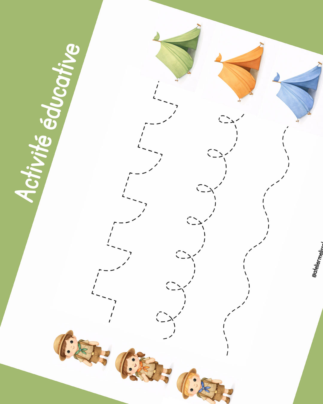 I95 - Activité éducative - Apprendre à tracer les lignes - Les campeurs